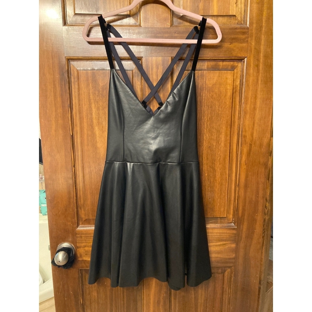 Black Skater Vegan Leather Dress